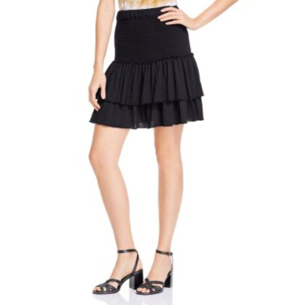 DOLAN Smocked Tiered Skirt Black Rushing XS Babydoll Bloomingdale’s